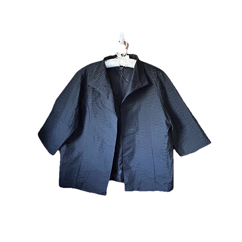 Carol Little Women’s 100% Silk Lined Open 3/4 Sleeve High Collar Jacket Size M